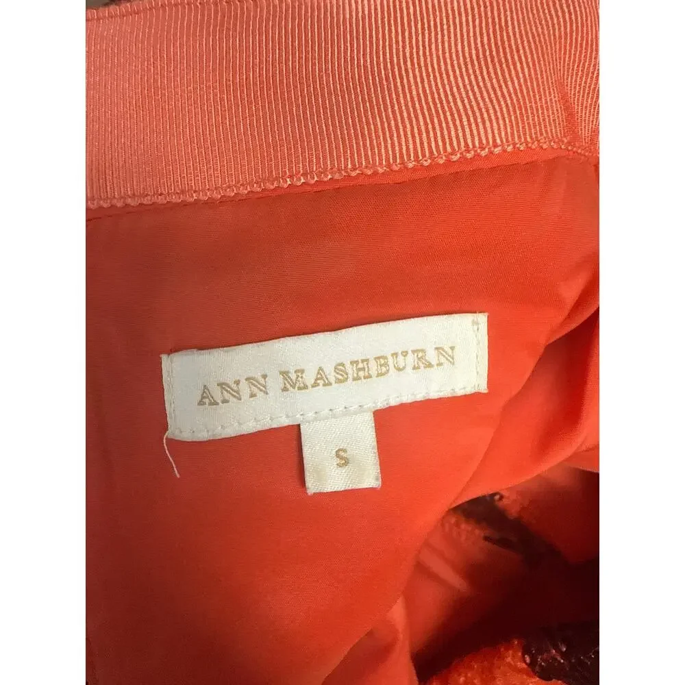 Ann Mashburn Orange W Brown Sequin Polka Dot Sweater Top Sz S - Picture 4 of 4